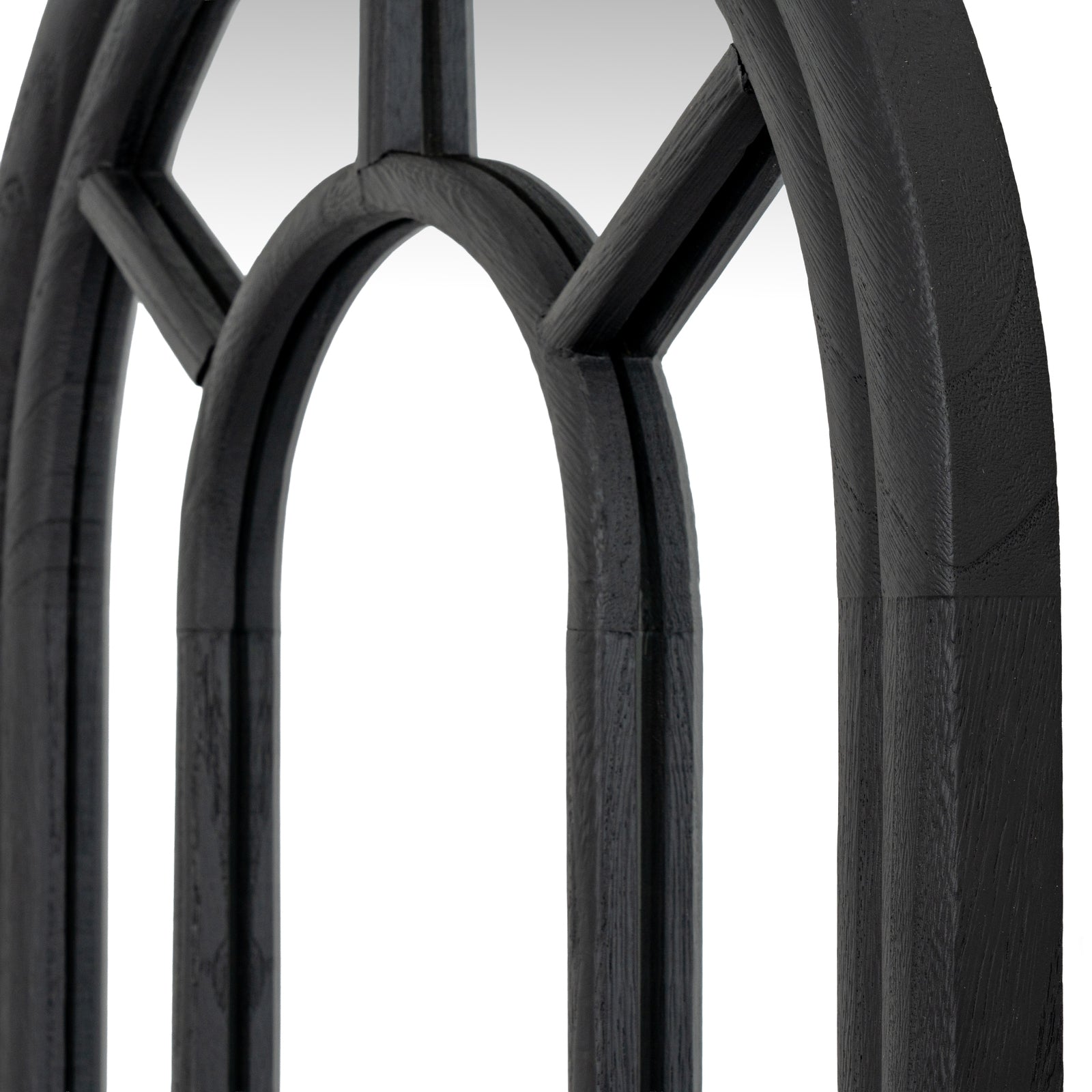 Black Wood Tall Arched Window Mirror
