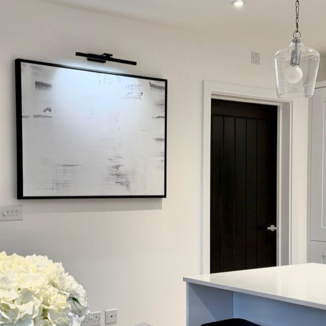 Soft White Brushstrokes Framed Printed Canvas