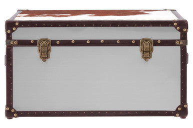 Kensington Townhouse Brown And White Genuine Cowhide Storage Trunk