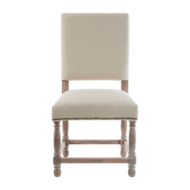 Lyon Oak Burn Whitewash Linen Dining Chair