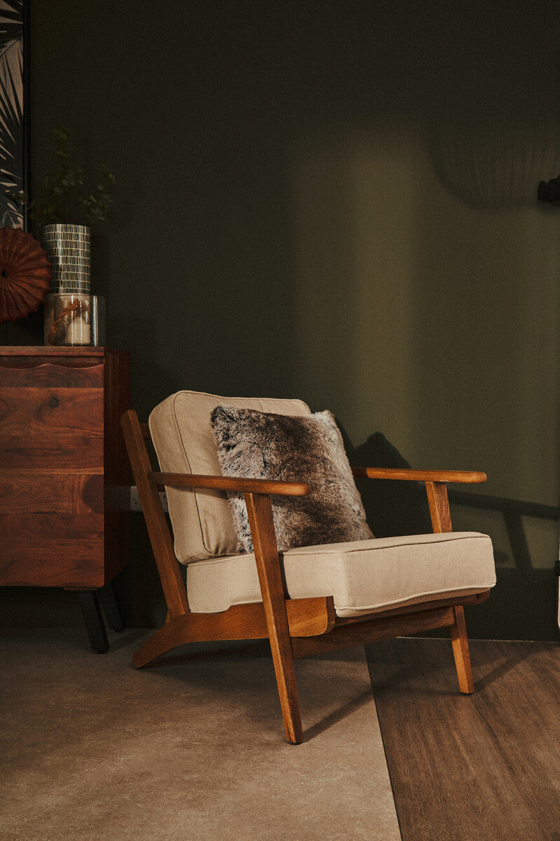 Hector Natural Linen and Oak Armchair