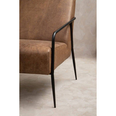 Hoxton Brown Leather Chair with Tapered Back