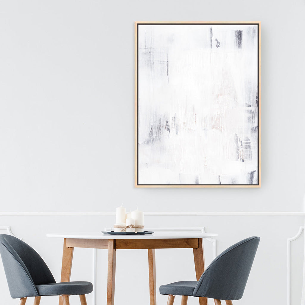 Soft White Brushstrokes Framed Printed Canvas