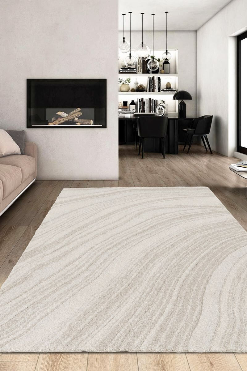 Pure Cream Rug – Soft 3D Texture Abstract Design