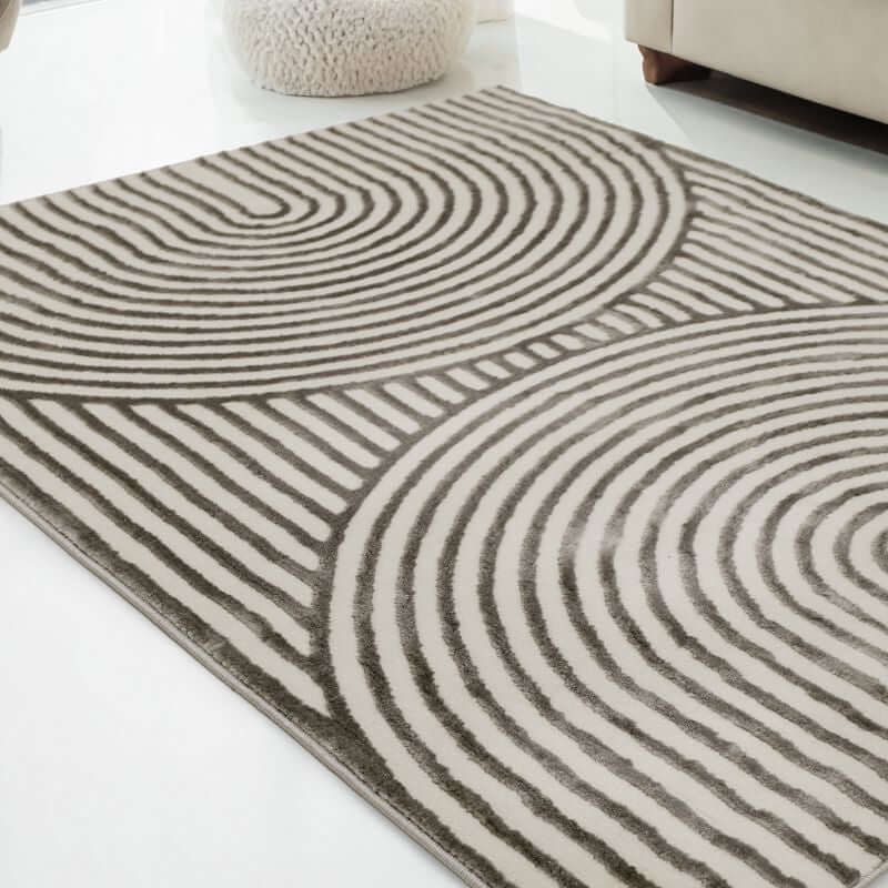 Zeo Deco Rug – Soft 3D Texture in Beige & Blue