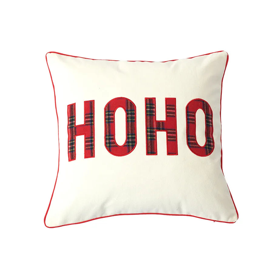 Christmas Print Embroidered Letter Cushion Cover Red And Green Plaid Fabric Home Decorative Pillowcase American Style