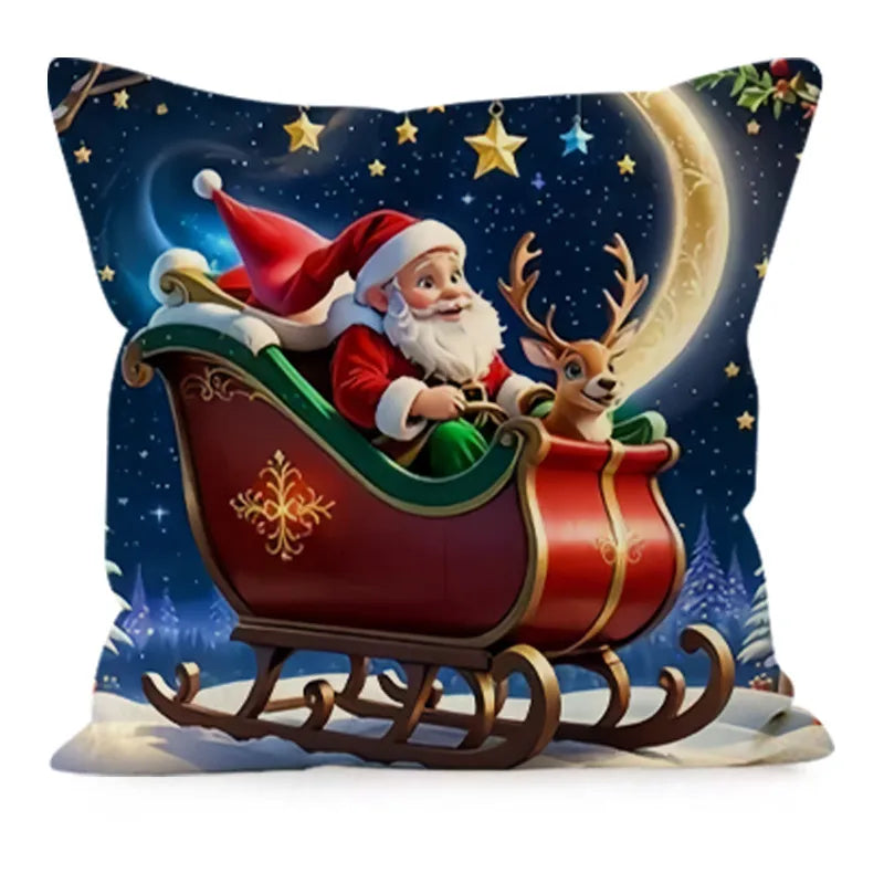 Christmas Santa Claus Print Cushion Covers Festive Home Decor Sofa Backrest Covers New Arrival Letter Pattern Christmas Style