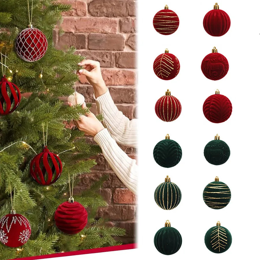 Festive Christmas Tree Decoration 6cm Velvet Finish Christmas Balls Party Decorations Festive Atmosphere Creation Christmas Theme