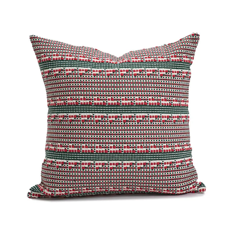 Christmas Decorative Throw Pillow Covers Red Flocking Sofa Living Room Couch Cushion Covers For Christmas Tree Decoration