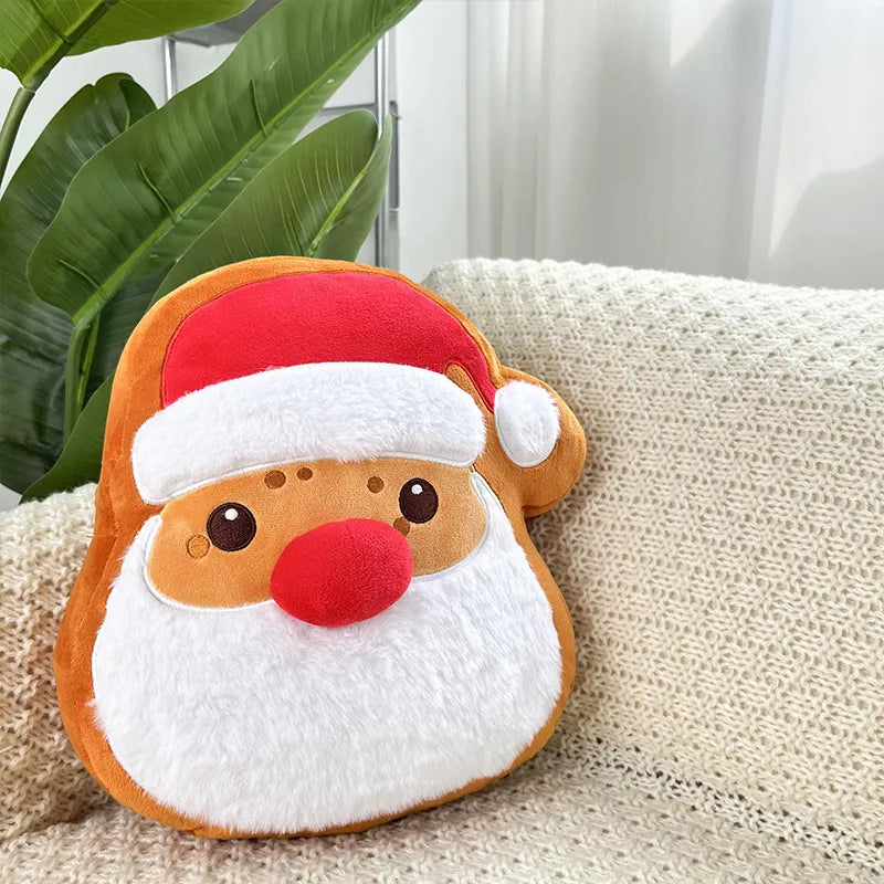 Christmas Decorative Cushion Santa Claus Toy Apple Peaceful Fruit Christmas wreath Cushion Gingerbread Man Cartoon Style