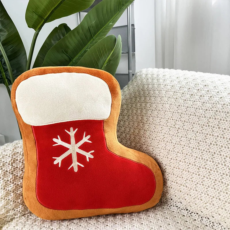 Christmas Decorative Cushion Santa Claus Toy Apple Peaceful Fruit Christmas wreath Cushion Gingerbread Man Cartoon Style