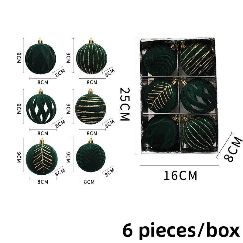 Festive Christmas Tree Decoration 6cm Velvet Finish Christmas Balls Party Decorations Festive Atmosphere Creation Christmas Theme