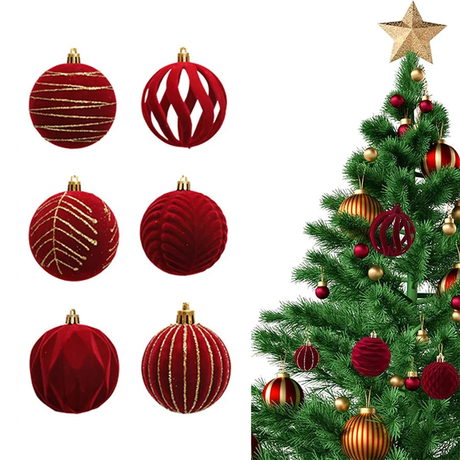 Festive Christmas Tree Decoration 6cm Velvet Finish Christmas Balls Party Decorations Festive Atmosphere Creation Christmas Theme