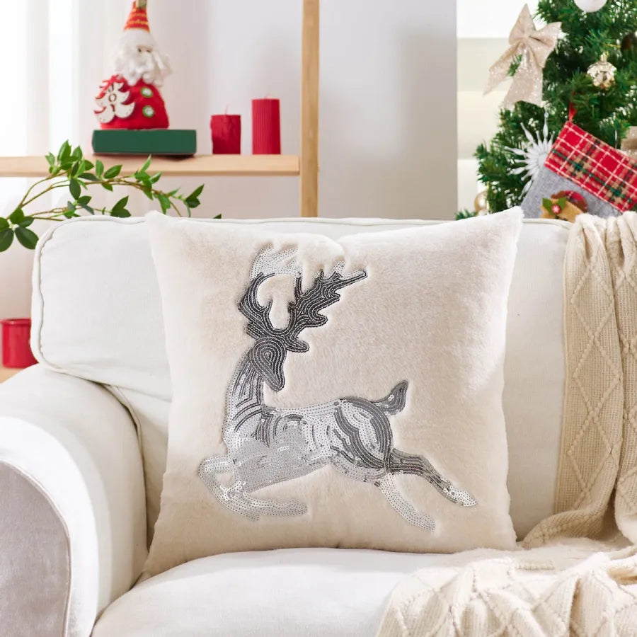 Christmas Deer Pillow Nordic Ins Style Sofa Living Room Decorative Cushion Cover Holiday Decoration Simple Printed Throw Pillow