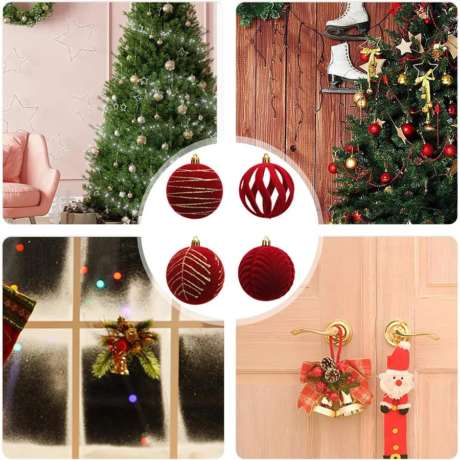 Festive Christmas Tree Decoration 6cm Velvet Finish Christmas Balls Party Decorations Festive Atmosphere Creation Christmas Theme