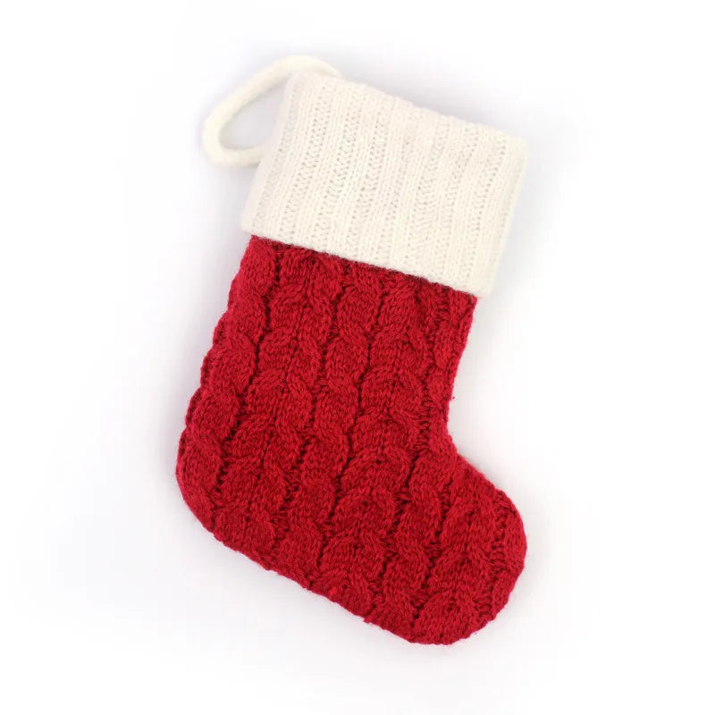 Christmas Fashion Letter Color Block yarn Party Christmas socks Party Supplies Decorations 1 Piece