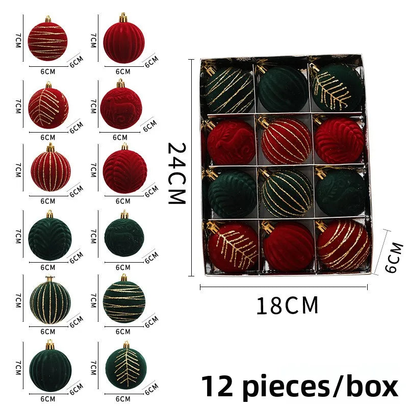 Festive Christmas Tree Decoration 6cm Velvet Finish Christmas Balls Party Decorations Festive Atmosphere Creation Christmas Theme