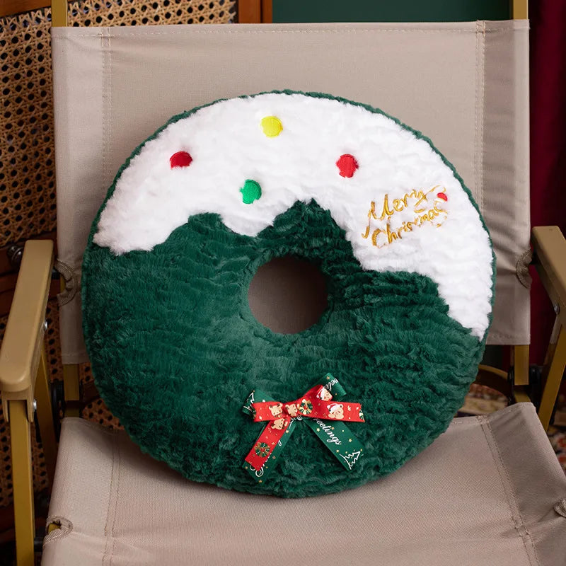 Christmas Decorative Cushion Santa Claus Toy Apple Peaceful Fruit Christmas wreath Cushion Gingerbread Man Cartoon Style