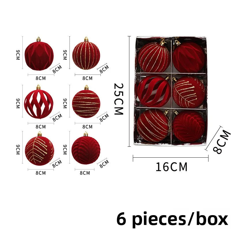Festive Christmas Tree Decoration 6cm Velvet Finish Christmas Balls Party Decorations Festive Atmosphere Creation Christmas Theme