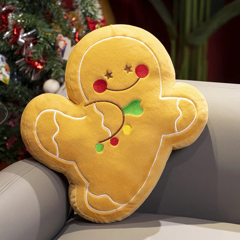 Christmas Decorative Cushion Santa Claus Toy Apple Peaceful Fruit Christmas wreath Cushion Gingerbread Man Cartoon Style
