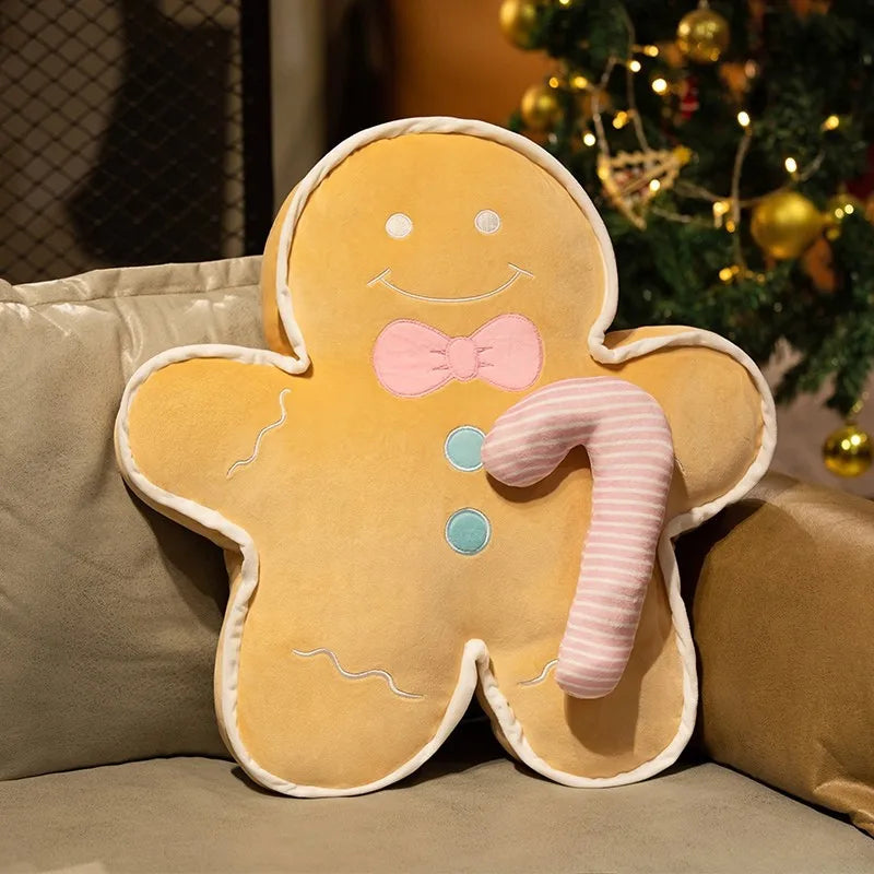 Christmas Decorative Cushion Santa Claus Toy Apple Peaceful Fruit Christmas wreath Cushion Gingerbread Man Cartoon Style